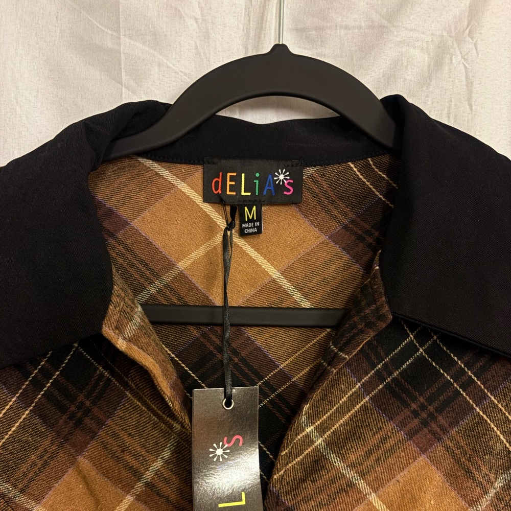 BNWT ALL HAIL ME PLAID MINI DRESS - BROWN size M - Picture 3 of 10